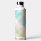 BLUE PINK YELLOW EASTER PLAID PATTERN ウォーターボトル (右面)