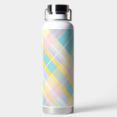 BLUE PINK YELLOW EASTER PLAID PATTERN ウォーターボトル (背面)