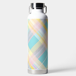 BLUE PINK YELLOW EASTER PLAID PATTERN ウォーターボトル