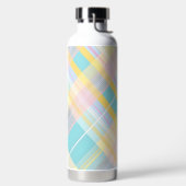 BLUE PINK YELLOW EASTER PLAID PATTERN ウォーターボトル (左面)