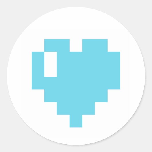 Blue Pixelハート ラウンドシール (正面)