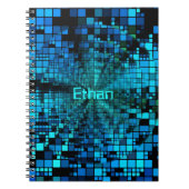 Blue Pixels Matrix | Personalized Spiral Notebook ノートブック (正面)