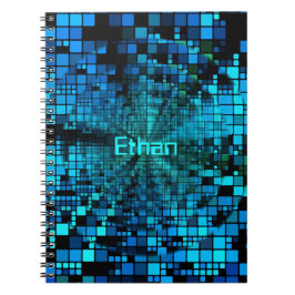 Blue Pixels Matrix | Personalized Spiral Notebook ノートブック