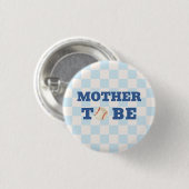 Blue Plaid Baseball Mother To Be Baby Shower  缶バッジ (正面&裏面)