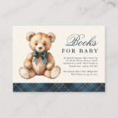 Blue Plaid Bear Baby Shower Books For Baby エンクロージャーカード (正面)