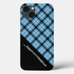 Blue Plaid/Black iPhone6 Case, Tough, Personalized iPhone 13ケース
