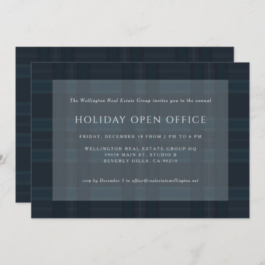 Blue Plaid Business Corporate Holiday Christmas In 招待状 (正面/裏面)