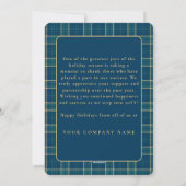 Blue Plaid Business Logo Holiday Thank You Card シーズンカード (裏面)