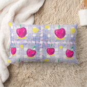 Blue Plaid Cherry ランバークッション (ブランケット)