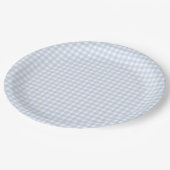 Blue Plaid Gingham Baby Shower ペーパープレート (アングル)