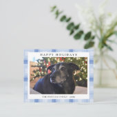 Blue Plaid Holiday Photo ポストカード (スタンド正面)