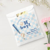 Blue Plaid Little Slugger Baseball Baby Shower  フェイバーバッグ (封をした状態)