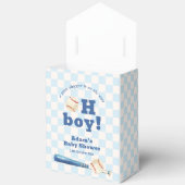 Blue Plaid Little Slugger Baseball Baby Shower  フェイバーボックス (見開き)