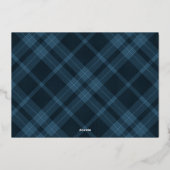 Blue Plaid Monogram Photo Christmas 箔シーズンカード (裏面)