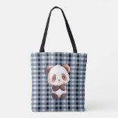 Blue Plaid Panda トートバッグ (裏面)