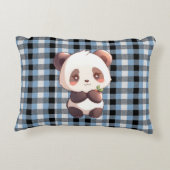 Blue Plaid Panda Accent Pillow アクセントクッション (裏面)