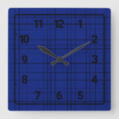 Blue plaid pattern スクエア壁時計 (正面)