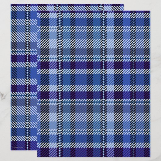 Blue Plaid Scrapbook Paper 2-Sided Page (正面/裏面)