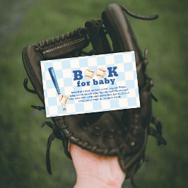 Blue Plaid Slugger Baseball Books For Baby Shower  エンクロージャーカード