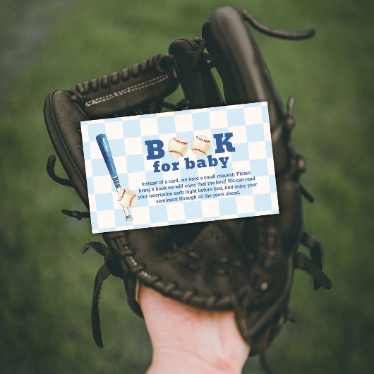 Blue Plaid Slugger Baseball Books For Baby Shower  エンクロージャーカード