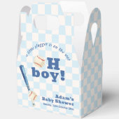 Blue Plaid Slugger Baseball Boy Baby Shower  フェイバーボックス (見開き)