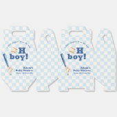 Blue Plaid Slugger Baseball Boy Baby Shower  フェイバーボックス (見開き)
