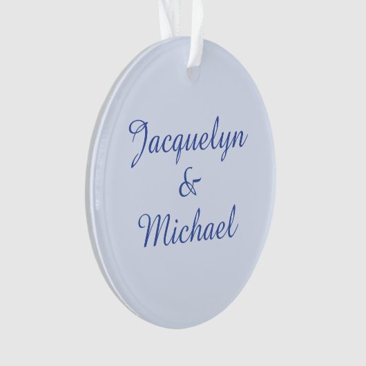 Blue Plain Elegant Modern Calligraphy Name オーナメント (正面)