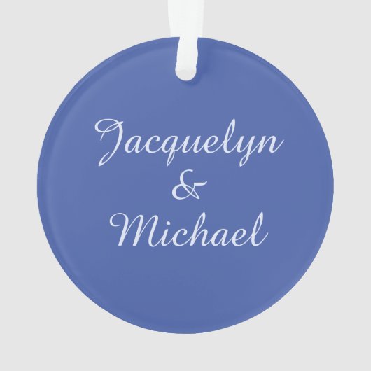 Blue Plain Elegant Modern Calligraphy Name オーナメント (裏面)