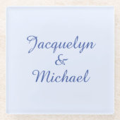 Blue Plain Elegant Modern Calligraphy Name ガラスコースター (正面)