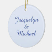 Blue Plain Elegant Modern Calligraphy Name セラミックオーナメント (左)