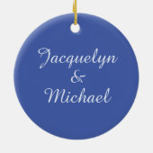 Blue Plain Elegant Modern Calligraphy Name セラミックオーナメント (裏面)