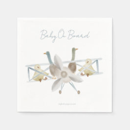 Blue Plane Baby Shower Napkins スタンダードカクテルナプキン