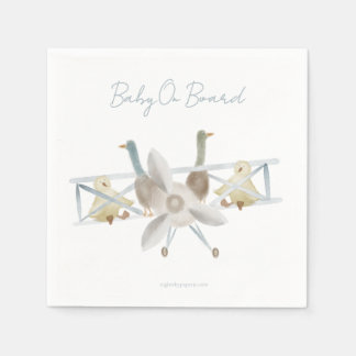Blue Plane Baby Shower Napkins スタンダードカクテルナプキン