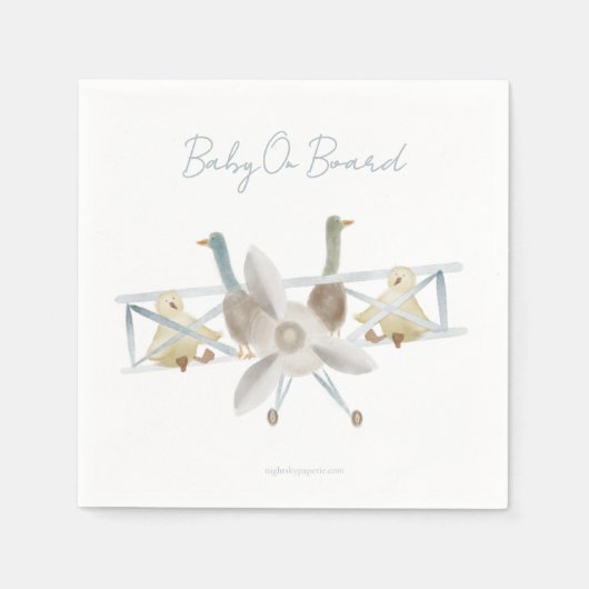 Blue Plane Baby Shower Napkins スタンダードカクテルナプキン (正面)