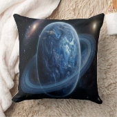 Blue Planet with Blue Rings クッション (ブランケット)
