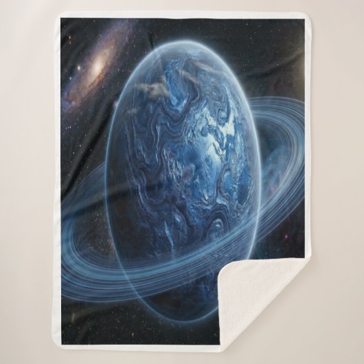 Blue Planet with Blue Rings シェルパブランケット (正面)
