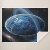 Blue Planet with Blue Rings シェルパブランケット (正面(横))