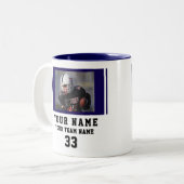 Blue Player Name Number Team Photo ツートーンマグカップ (正面左)