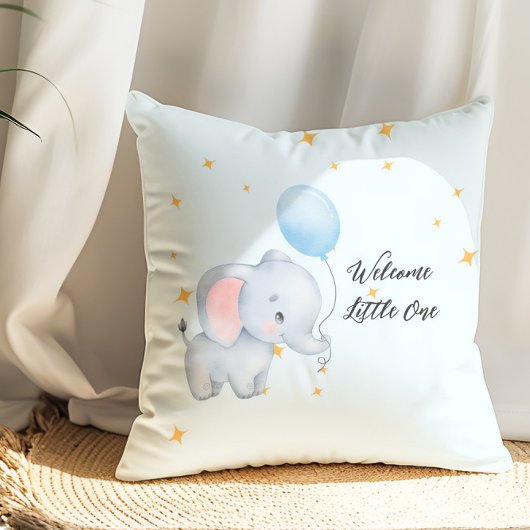 Blue Playful Elephants Baby Shower クッション