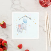 Blue Playful Elephants Baby Shower スタンダードカクテルナプキン (インサイチュ)