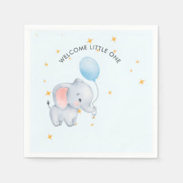 Blue Playful Elephants Baby Shower スタンダードカクテルナプキン