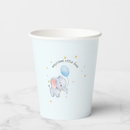 Blue Playful Elephants Baby Shower 紙コップ (裏面)