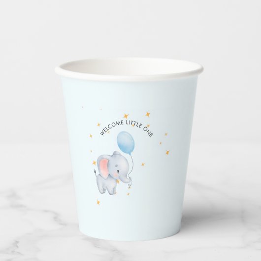 Blue Playful Elephants Baby Shower 紙コップ (正面)