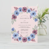 Blue Plum Painterly Flourish Wedding 招待状 (スタンド正面)