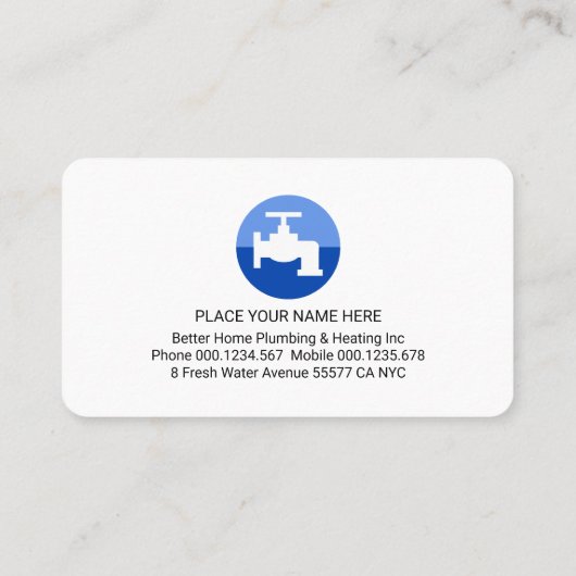 Blue Plumber Faucet Pipe On Blue Wave 名刺 (裏面)