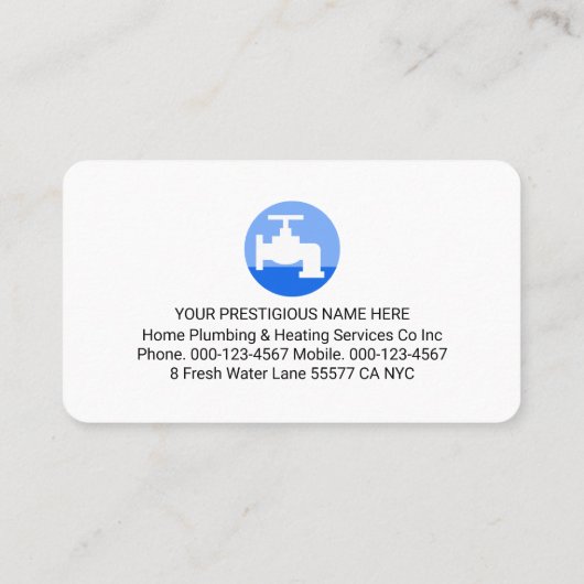 Blue Plumbing Pipes Signage Plumber 名刺 (裏面)