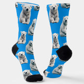 Blue Polar Bear Pattern Design  ソックス