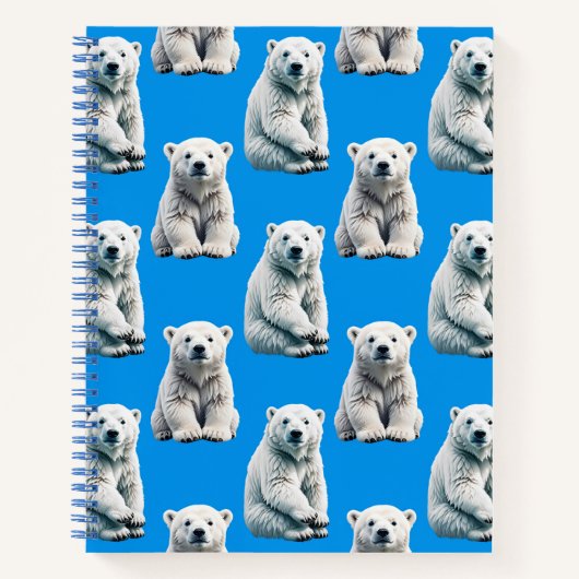 Blue Polar Bear Pattern Design  ノートブック (正面)