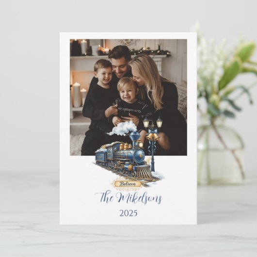 Blue Polar Express Train Christmas シーズンカード (スタンド正面)