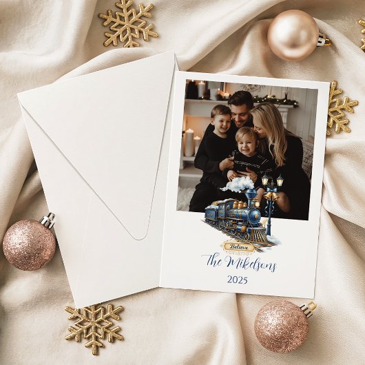 Blue Polar Express Train Christmas シーズンカード